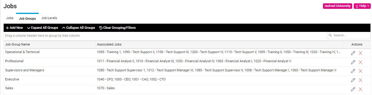 Client Jobs Job Groups Tab